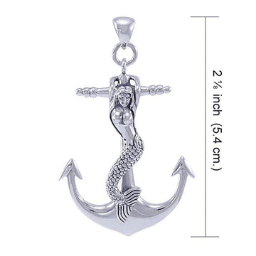 Mermaid on Anchor Silver Pendant TP1006 - Jewelry